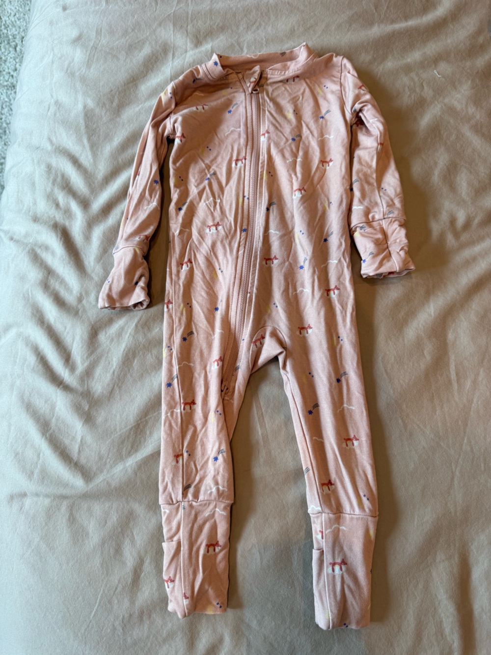 WildBird Light Pink One-Piece with Fox & Star Print